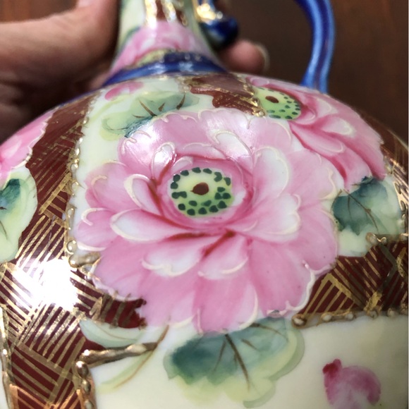 Unmarked (Nippon) Floral Pitcher/Vase - Beautiful Home Decor - Picture 3 of 9